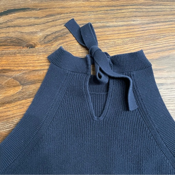 Women’s Ann Taylor Navy Blue Sleeveless Sweater Tank Top 100% Cotton Medium - Picture 3 of 4